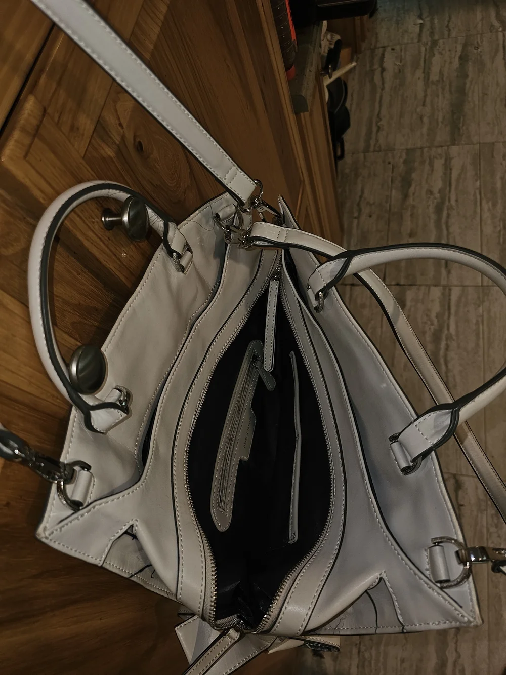 Floral Print White Satchel with Dual Handles by Fiorelli